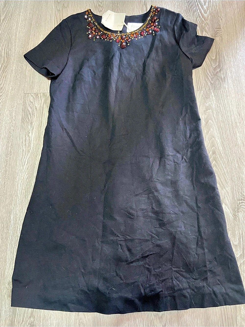 Kate Spade Embellished Neckline Black Mini Dress NWT
